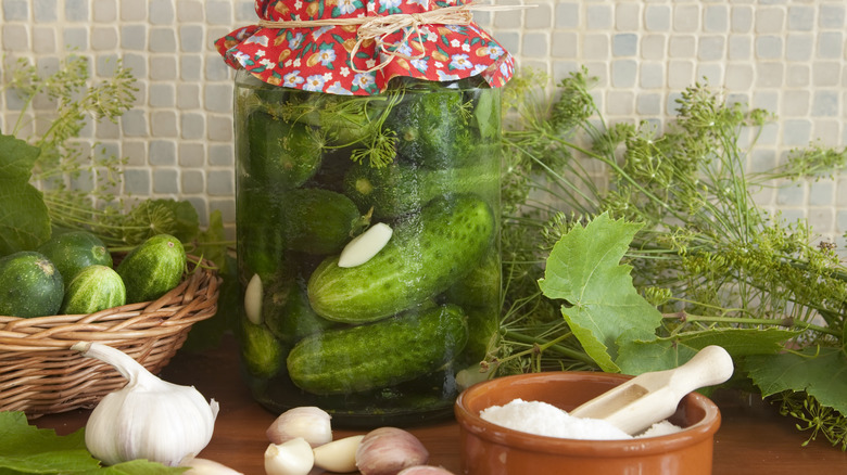 Cucumbers in pickling liquid