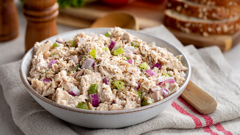 Classic tuna salad in a bowl