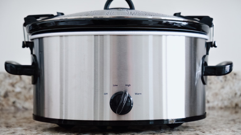 A slow cooker set to high