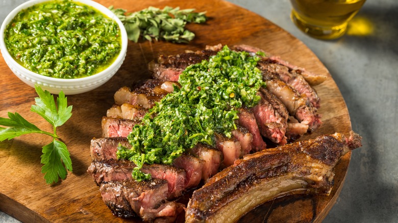 Chimichurri on steak