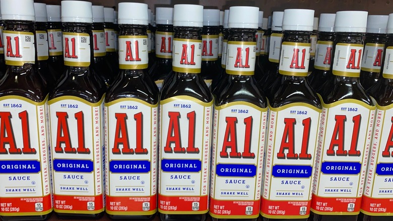 Bottles of A1 steak sauce