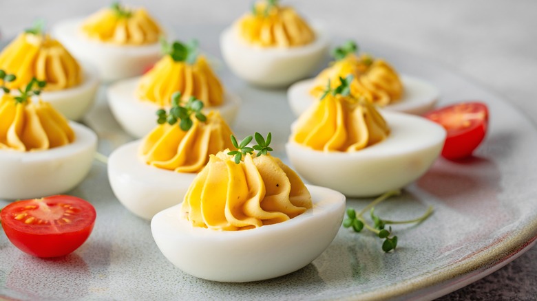 Platter of deviled eggs