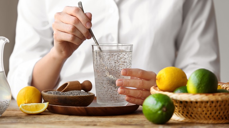 Chia seeds in water with citrus