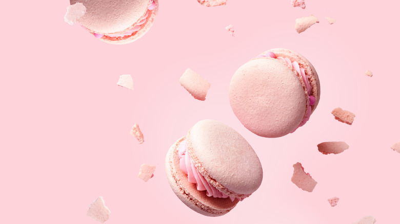 Pink macarons with rose water buttercream
