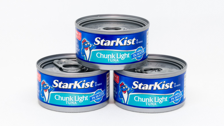 Three cans of Starkist chunk light tuna