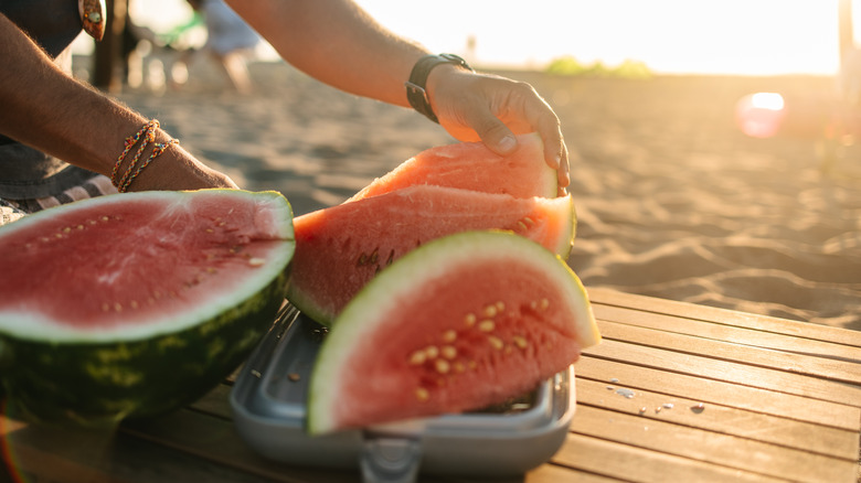 watermelon at the beach