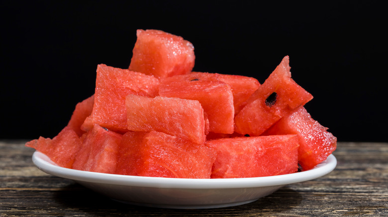 cut watermelon chunks