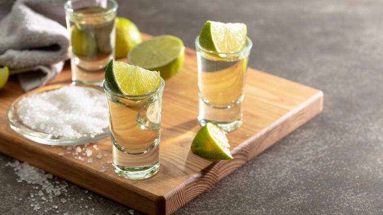 tequila shots with lime and salt