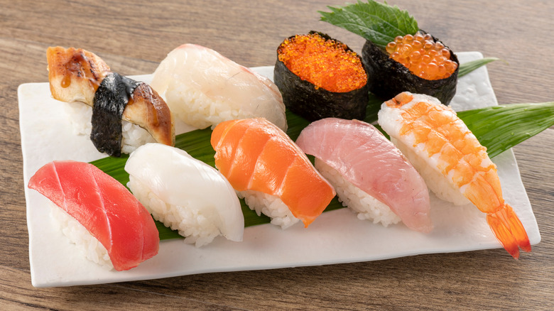 platter of nigiri sushi pieces
