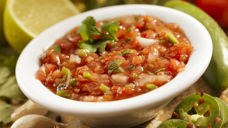 Tomato jalapeno salsa in bowl