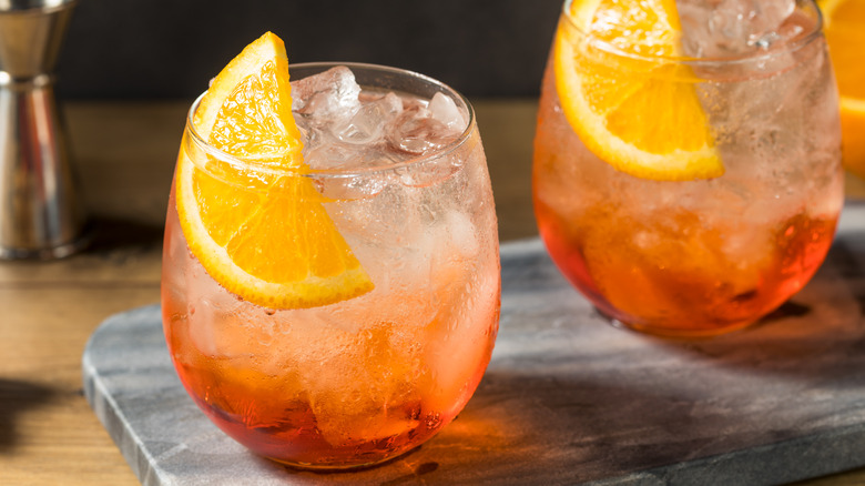 Italian spritz cocktail with orange slice