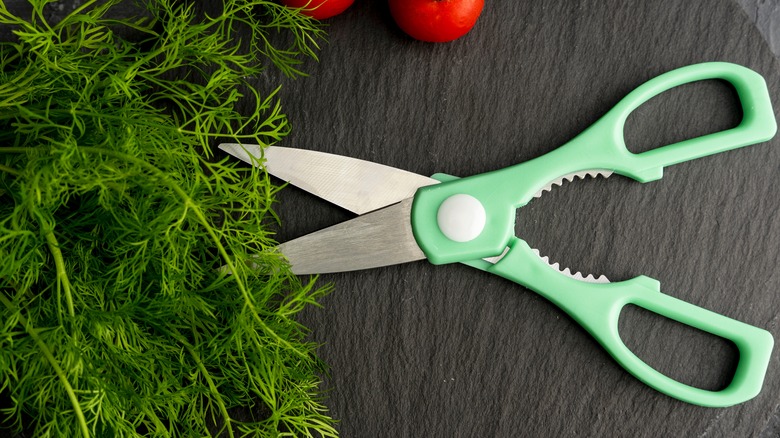 kitchen shears cutting herbs