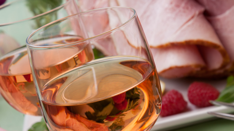 rose wine with ham