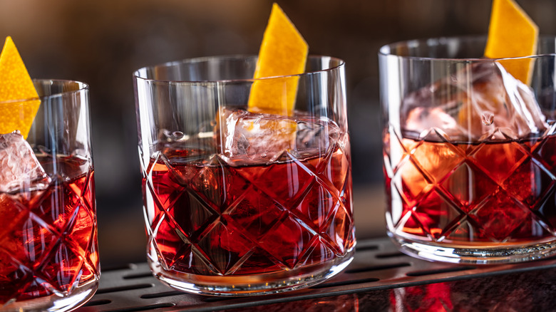 negroni aperitif in glasses