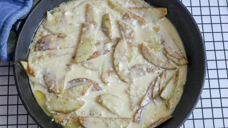 uncooked Dutch baby in skillet