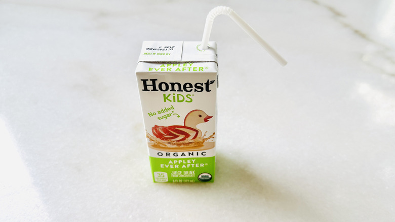 Honest Kids Organic Appley Ever After juice box with straw