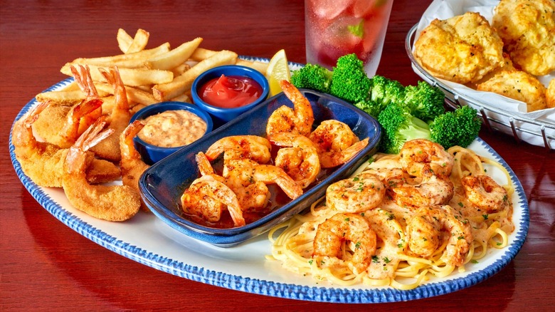 Shrimp trio platter from Red Lobster with grilled and fried shrimp