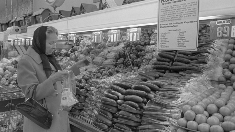 woman buying vegetables a&p store