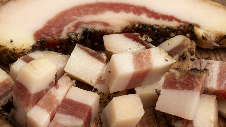 Guanciale on a plate