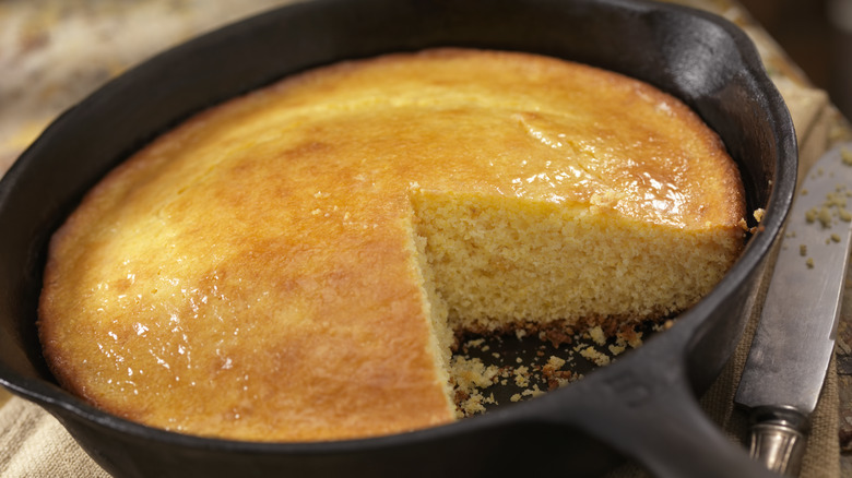 cornbread in cast iron skillet