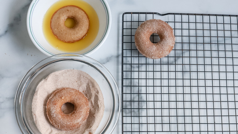 dipping donuts in sugar butter