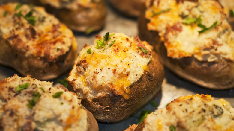 A pan of twice baked potatoes