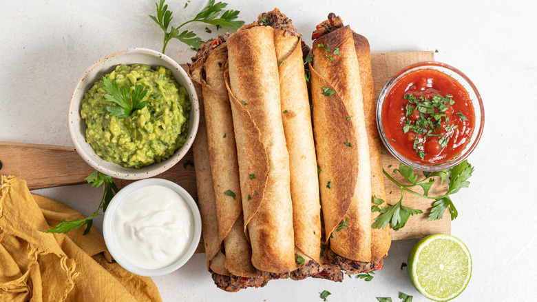 taquitos with dipping sauces