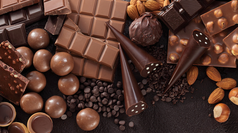 Variety of dark and milk chocolate