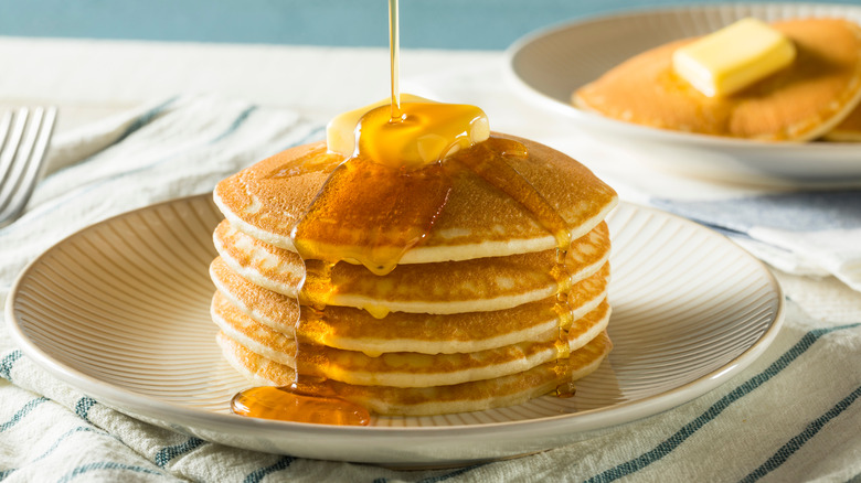 Golden syrup on pancakes