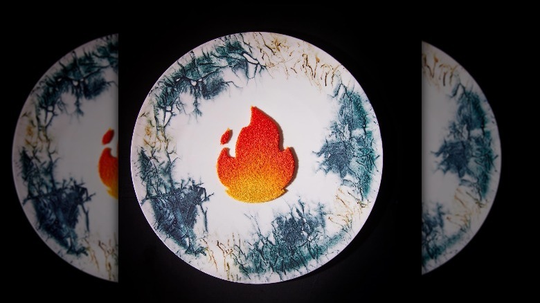 Fire emoji dish at Gaggan Anand
