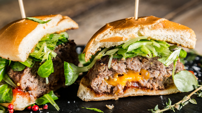 cheeseburgers with cheese-stuffed meat