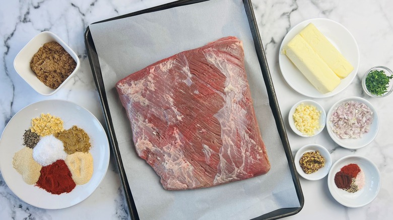 brisket with sesonings and butter