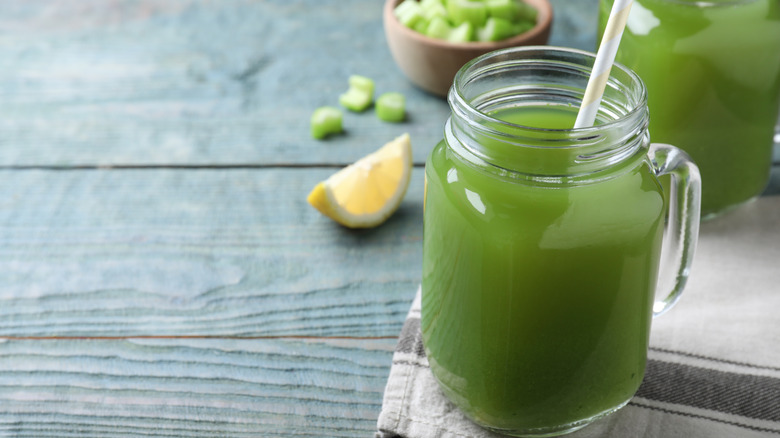 Celery lemonade in mason jar