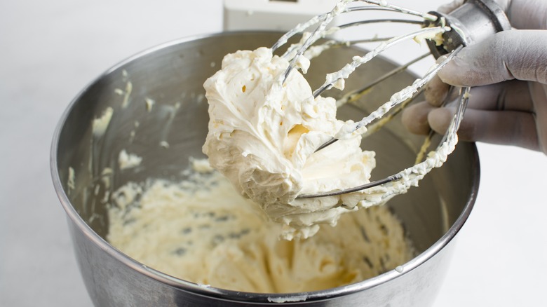 Russian buttercream on a whisk