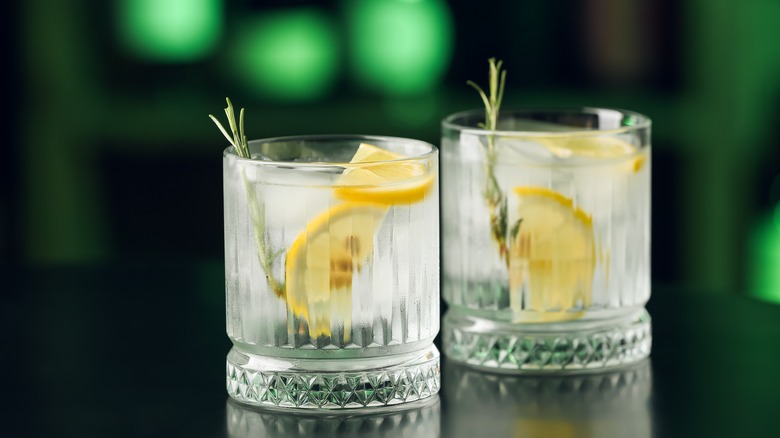 clear cocktails with lemon