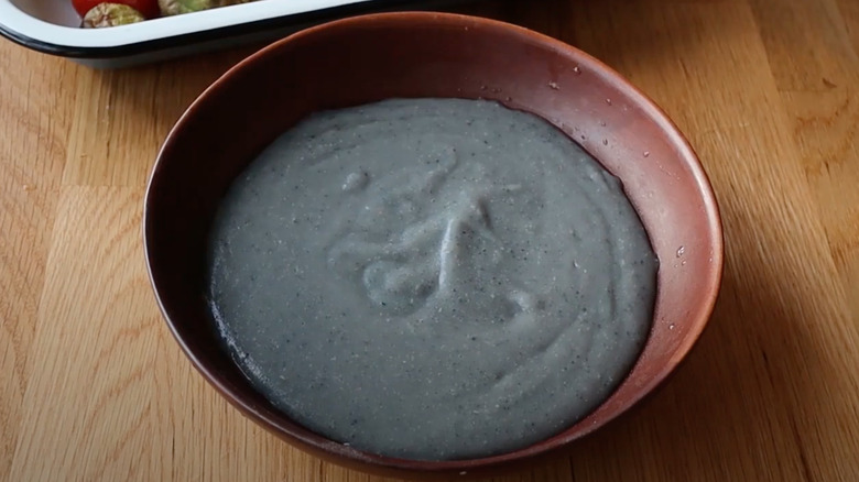 Bowl of blue corn mush