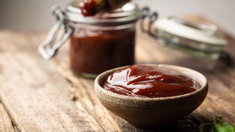 Barbecue sauce in small bowl
