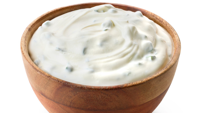 A bowl of ranch dressing