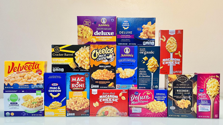 Various boxed mac and cheeses