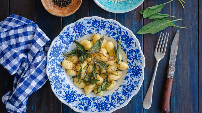 Bowl of gnocchi with sage and parmesan