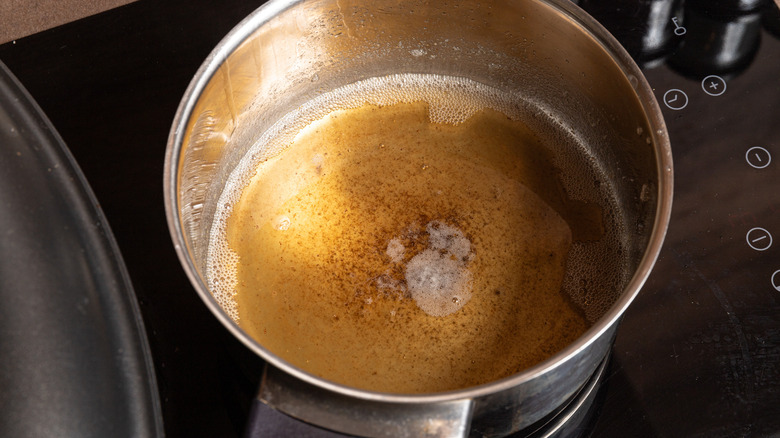 browning butter in saucepan