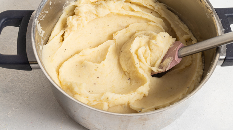 seasoned mashed potatoes in pot