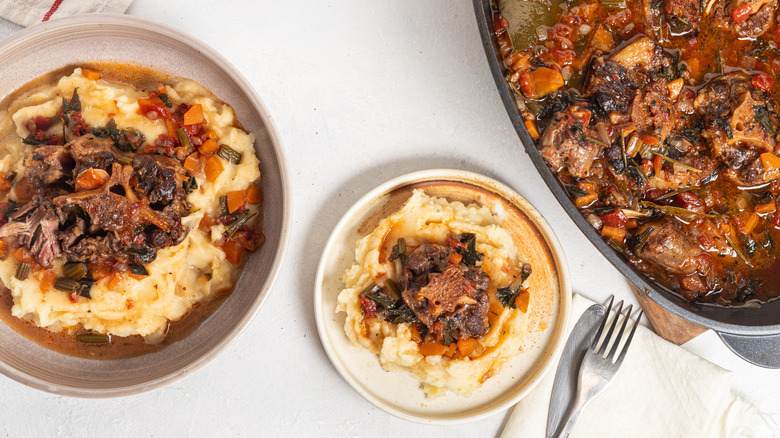 oxtails served on mashed potatoes