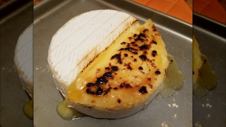 Brûléed brie cheese wheel
