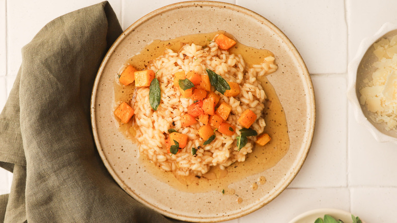 Plate of butternut squash risotto