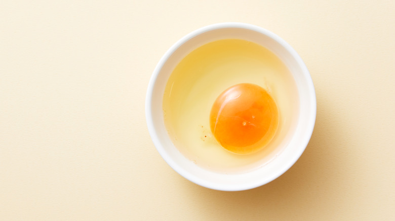 raw egg in bowl