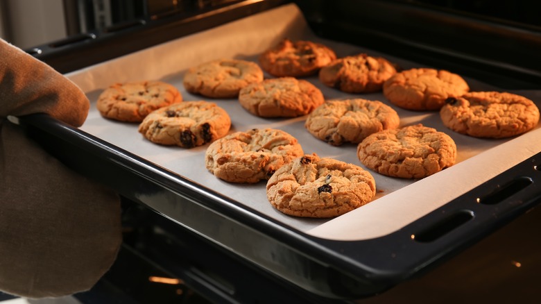 cookies coming out of the oven