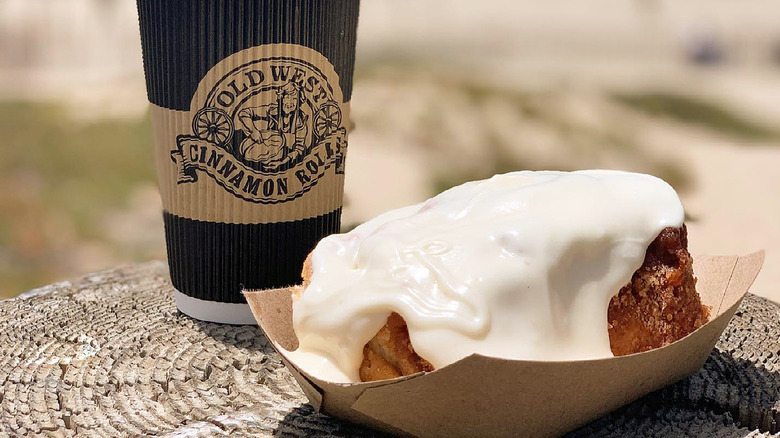 Old West cinnamon roll with cream cheese frosting