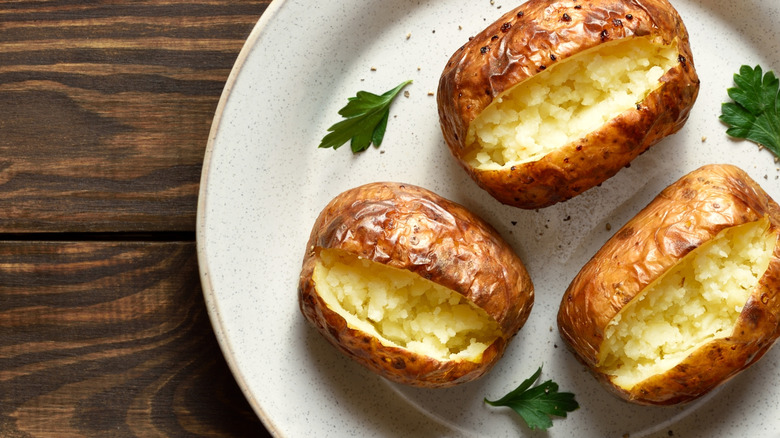 Baked potatoes on a plate