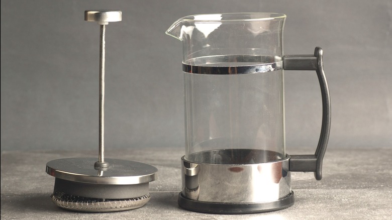 An empty French press